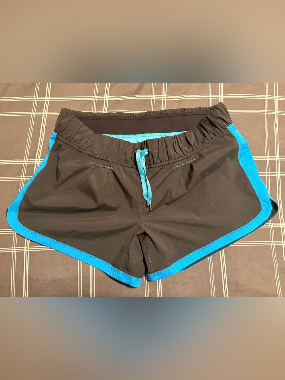 Lululemon Black Athletic Shorts with Blue Trim